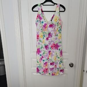 Vibrant Floral V-Neck Dress
